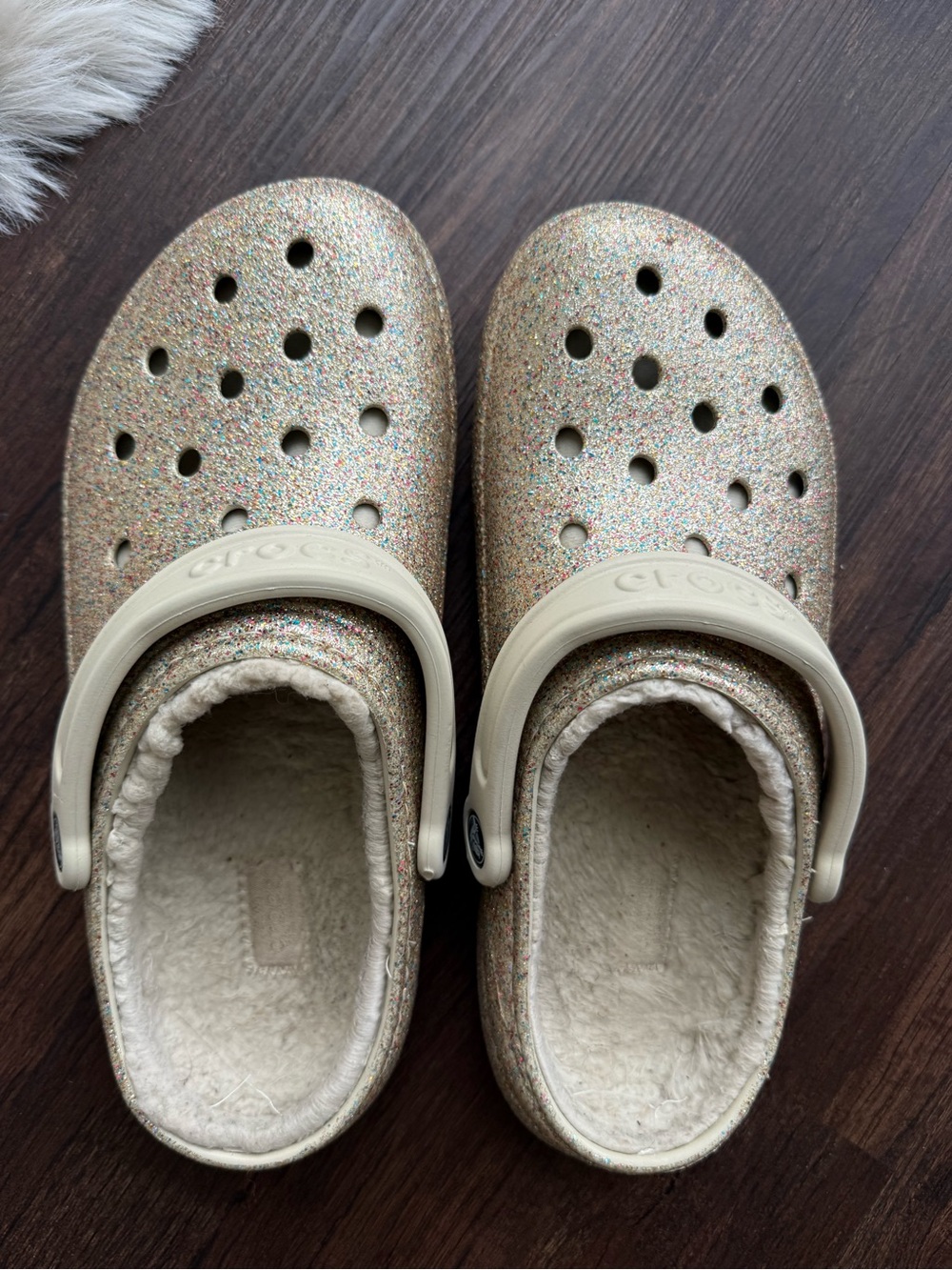 CROCS women’s gold Glitter Lined Clog in Gold slippers